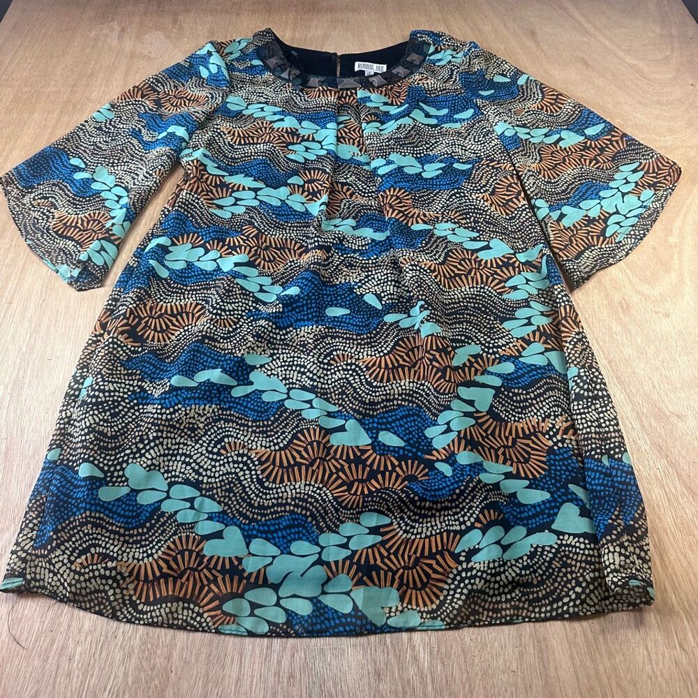 Robbie Bee Women’s Shift Dress Size 16 Abstract Print Long Sleeve Lined